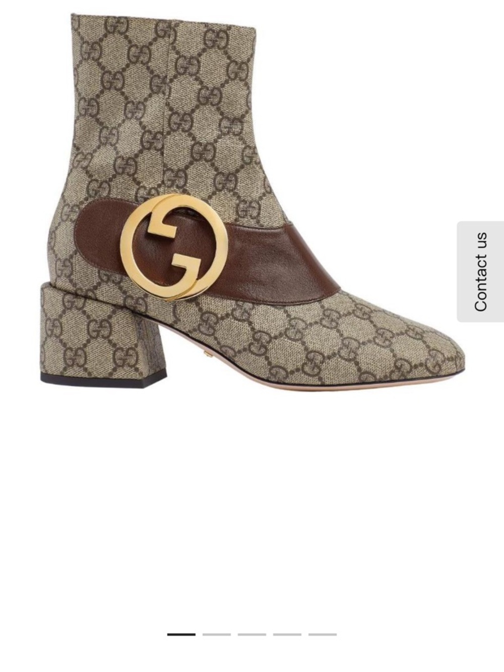 Gucci Beige GG Supreme Canvas Ankle Boots with Brown Leather & Gold Logo